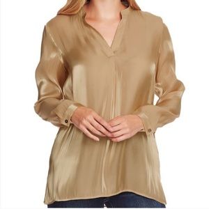 Women’s Vince Camuto Long sleeve Latte sheer blouse size M